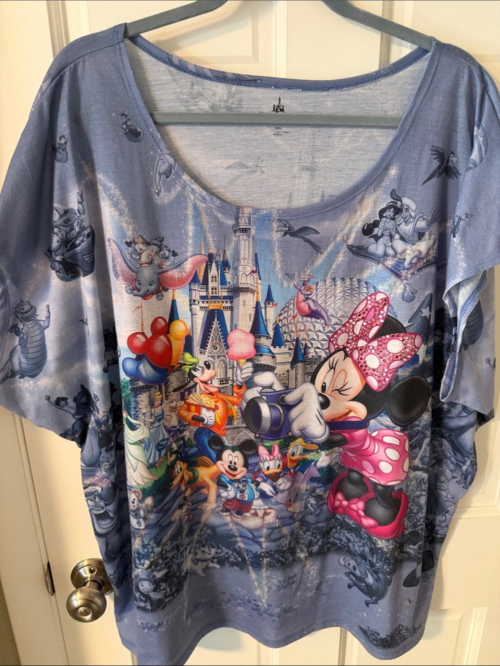 Disney Parks Authentic All Over Print Character Castle Graphic Size XXL